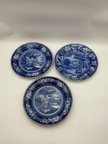 Lot 5 - Three 19th century Staffordshire blue and...
