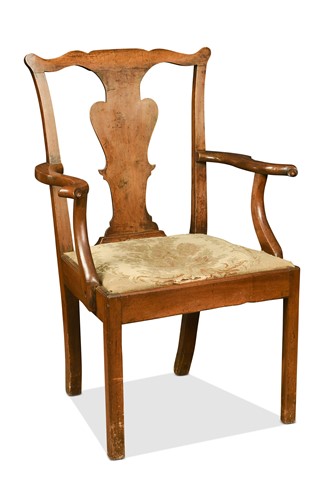 Lot 444 - A George III provincial walnut armchair