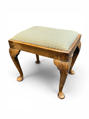 Lot 394 - A walnut stool, 18th century, the rectangular...