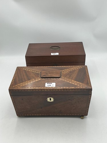 Lot 129 - A Regency mahogany sarcophagus tea caddy,...