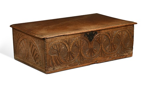 Lot 426 - A carved oak Bible box, 17th century
