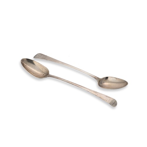 Lot 338 - A pair of George III long handled silver table spoons