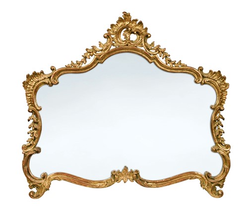 Lot 600 - A Rococo style carved giltwood overmantel mirror, 19th century