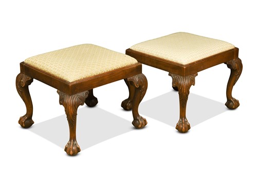 Lot 474 - A pair of George III mahogany stools