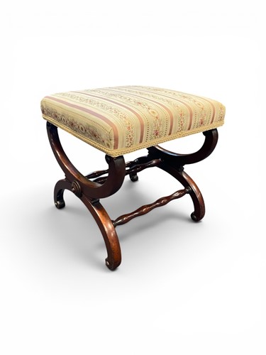 Lot 401 - A Regency style mahogany X frame stool, 19th...