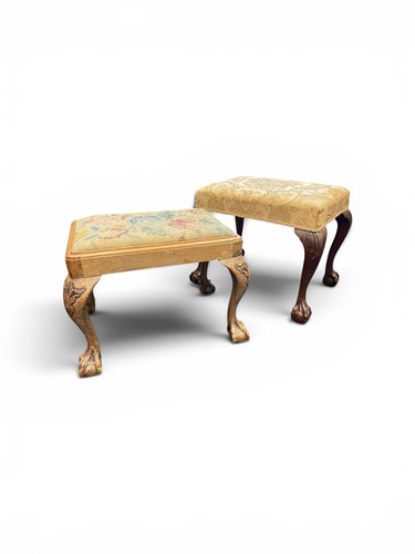 Lot 406 - Two George III style stools with carved...
