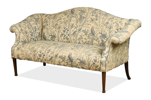 Lot 677 - A mahogany camel back sofa, 19th century