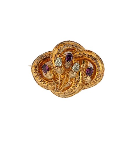 Lot 56 - A Victorian green and purple paste thistle brooch