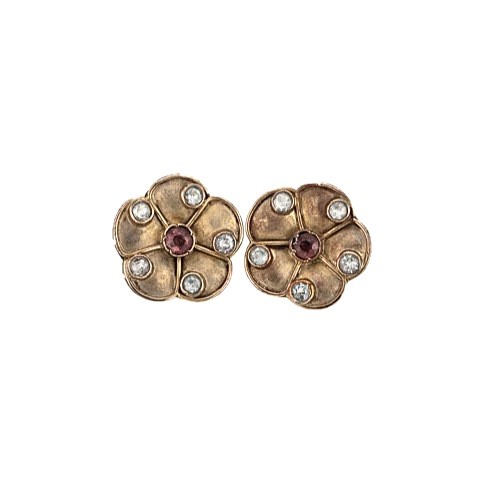 Lot 58 - A pair of floral topaz ear studs