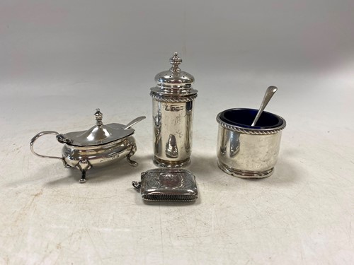 Lot 160 - A near matching set silver cruet items, Cooper...