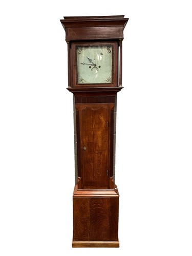 Lot 256 - An oak and mahogany crossbanded longcase clock,...