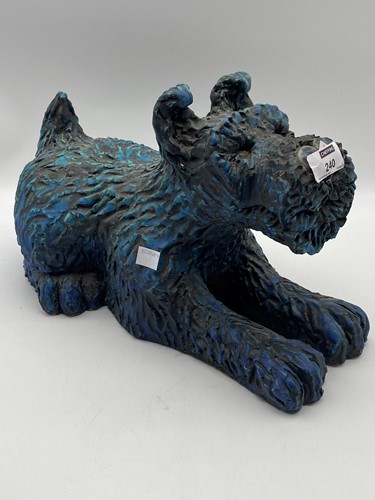 Lot 50 - Sarah Cox (Contemporary), a blue glazed model of a Schnauzer