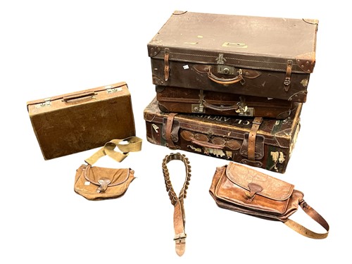 Lot 222 - Four leather suitcases 20th century, some...