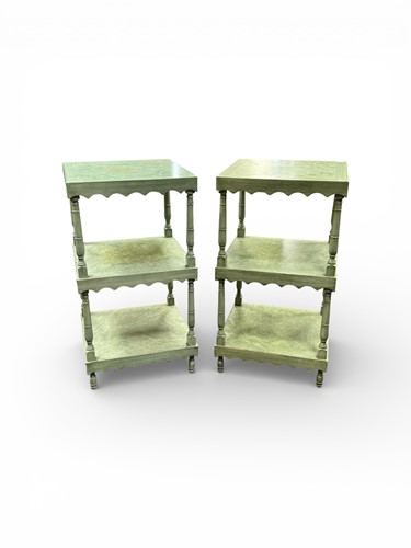 Lot 586 - A pair of green painted lamp tables 70 x 38 x...