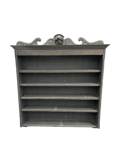 Lot 601 - A late Victorian blue painted open bookcase, 20th century