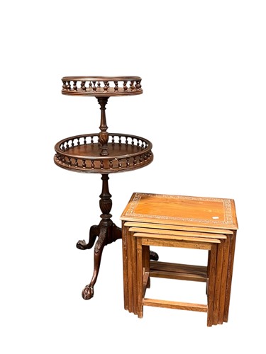 Lot 647 - A reproduction George III style two-tier dumb...