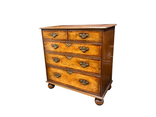 Lot 616 - A Queen Anne style burr walnut chest of...