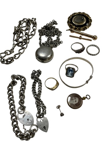Lot 284 - A jewellery box containing mostly silver and...