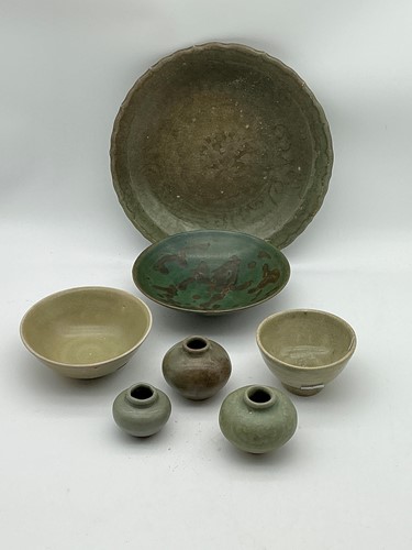Lot 23 - Chinese celadon glazed wares, jarlets, rice...