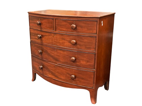 Lot 594 - A mahogany bow fronted chest of drawers, 19th century