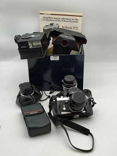 Lot 171 - A Nikon F2 SLR film camera in leather carry...