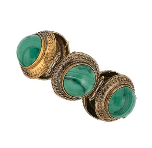 Lot 70 - A Victorian Etruscan revival malachite bracelet