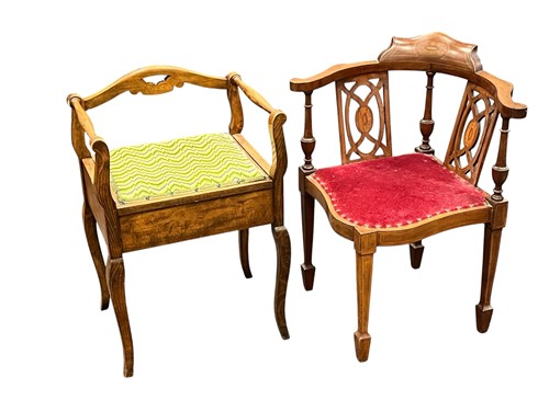 Lot 672 - An Edwardian mahogany corner chair with...
