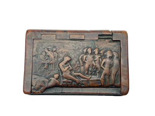 Lot 186 - A French carved wood snuff box, early 19th century