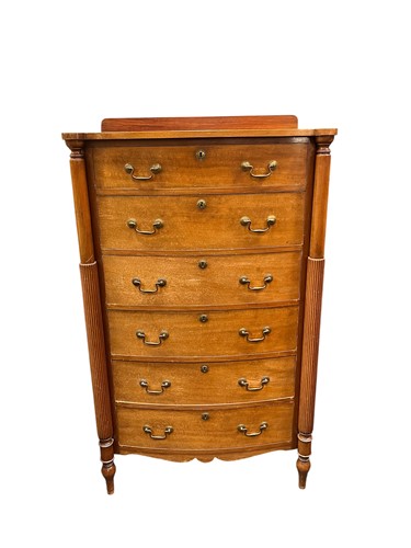 Lot 603 - A 20th century tall mahogany bow fronted chest...