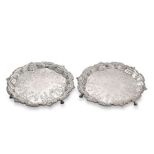 Lot 324 - A pair of George II silver salvers