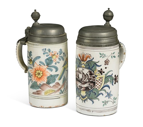 Lot 433 - Two German faience steins