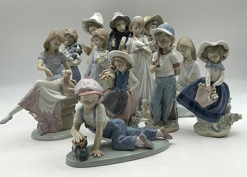 Lot 103 - A group of ten Lladro figures, to include a...