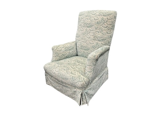 Lot 723 - A green and pattern upholstered armchair with...