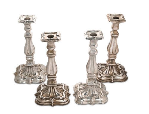 Lot 447 - A set of four Austro-Hungarian continental silver candlesticks