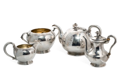 Lot 446 - A 19th century Austro-Hungarian four piece silver tea set