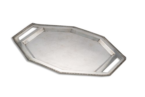 Lot 450 - An Austrian octagonal silver serving tray, probably early 20th century