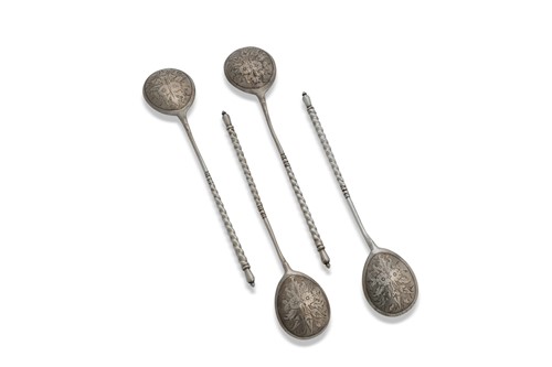 Lot 439 - A set of four Russian silver spoons
