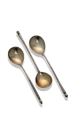Lot 438 - A group of three Russian silver spoons