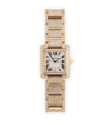 Lot 254 - Cartier - An 18ct gold Tank Francaise wristwatch