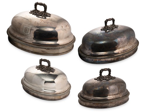 Lot 459 - A set of four 19th century electroplated meat covers/cloches
