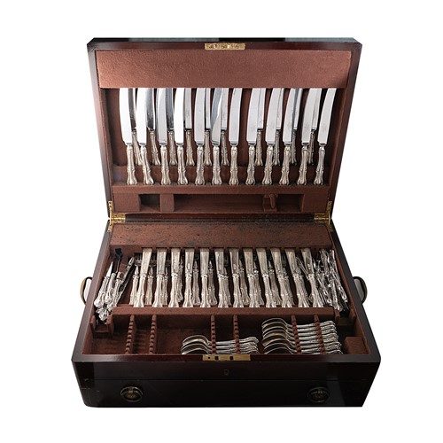 Lot 421 - An Elizabeth II hallmarked silver canteen of flatware