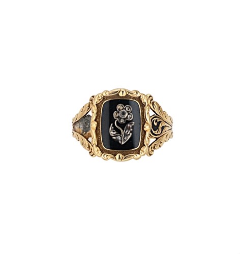 Lot 75 - A Georgian forget-me-not mourning ring