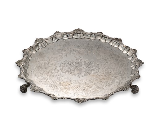 Lot 320 - A large George II silver salver