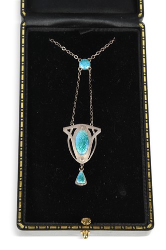 Lot 98 - A Charles Horner silver and enamel Art Nouveau necklace