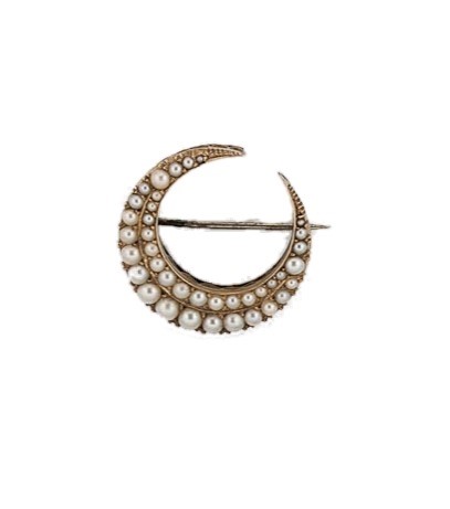 Lot 105 - A split pearl crescent brooch