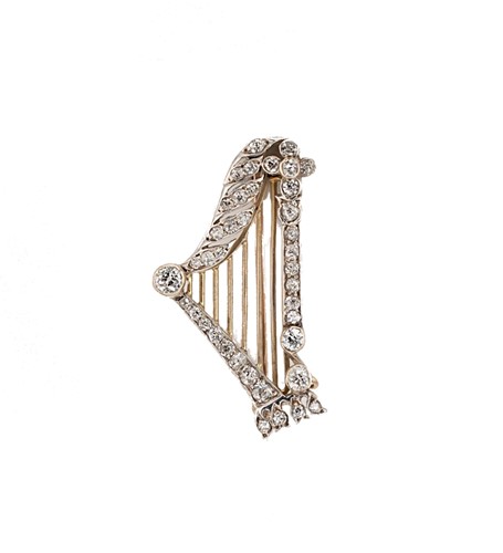 Lot 187 - A late Victorian diamond harp brooch