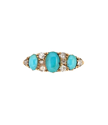 Lot 74 - An early 20th century 18ct gold turquoise and diamond ring