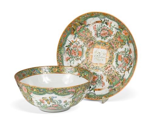 Lot 31 - A Canton bowl and dish for the Persian market, 19th century