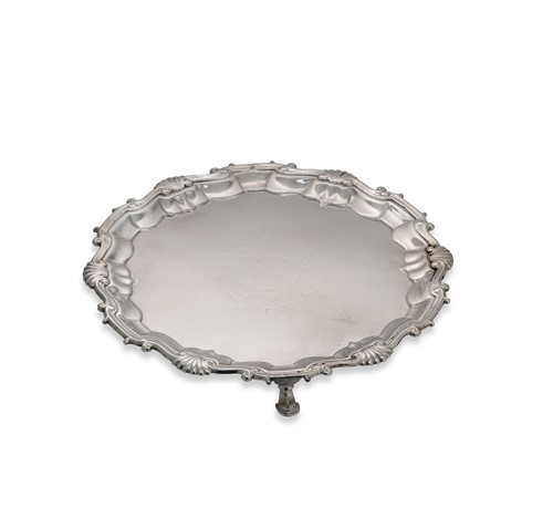 Lot 319 - A George II silver waiter, London, 1749