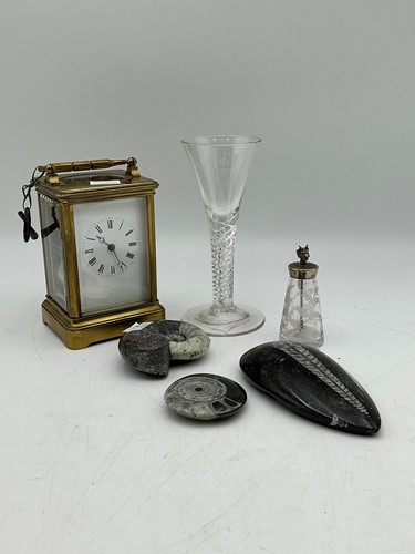Lot 38 - A 19th century French brass carriage clock...